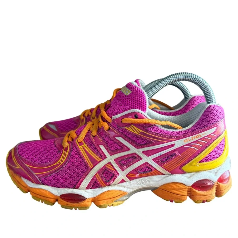 Asics Running Shoes Womens 8 Gel-Evate Pink Orange Yellow T3D8N EUC